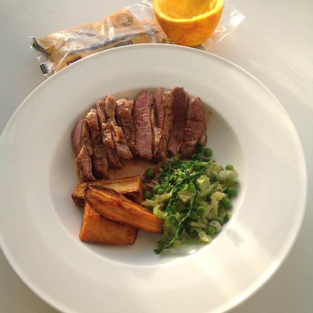 Duck with orange and brandy sauce